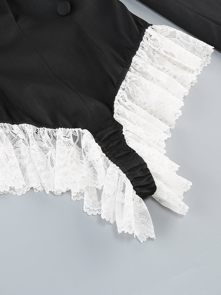 Eleganter Body Blazer mit Spitzen-Details