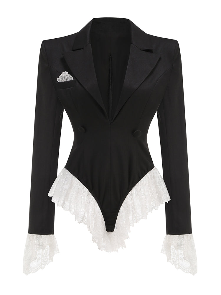 Eleganter Body Blazer mit Spitzen-Details