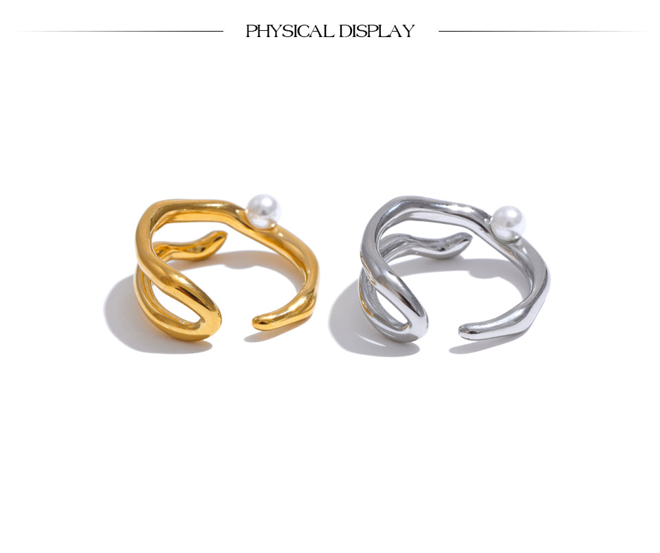 Eleganter offener Ring mit Perle