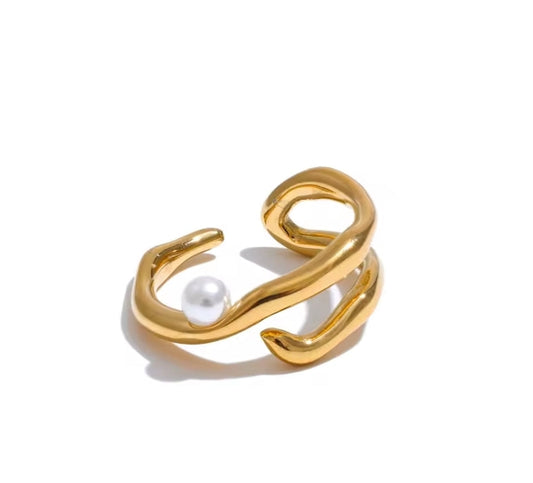 Eleganter offener Ring mit Perle